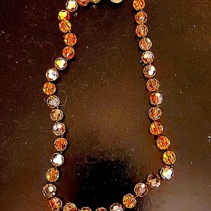 Les bernard   Necklace Amber Crystal  necklace 16inch